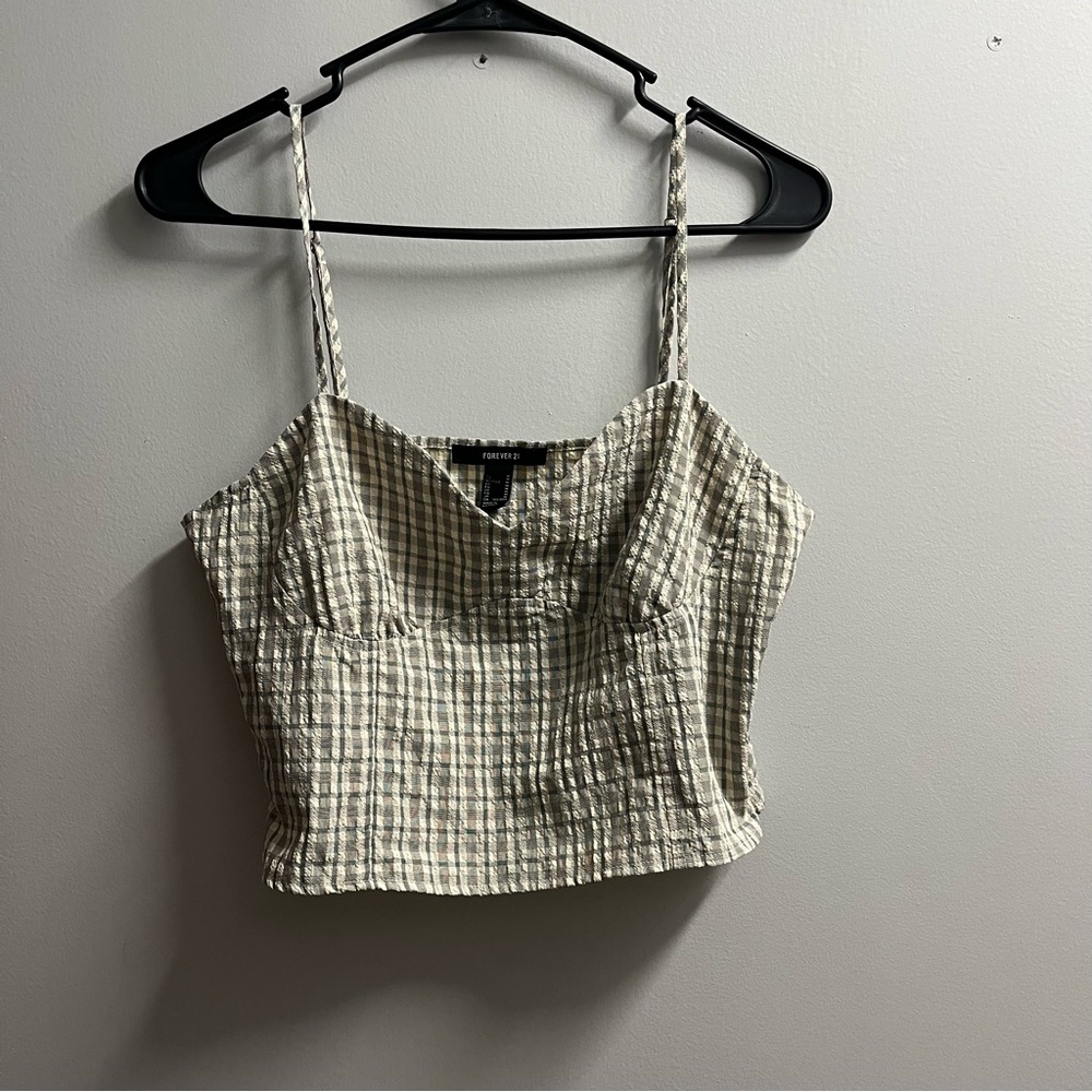 Forever 21 Gingham Crop Tank Top
